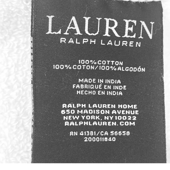 Lauren Ralph Lauren set of 2 White Wescott cotton Hand Towels NWT - Picture 4 of 4